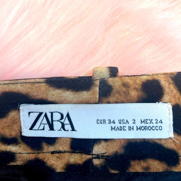 Zara leopard print pants size USA 2 - Picture 2 of 4